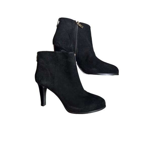 Tory Burch Size 7 Black Luxe Suede Round Toe Stiletto Zip Ankle Boots $450 - Picture 9 of 15
